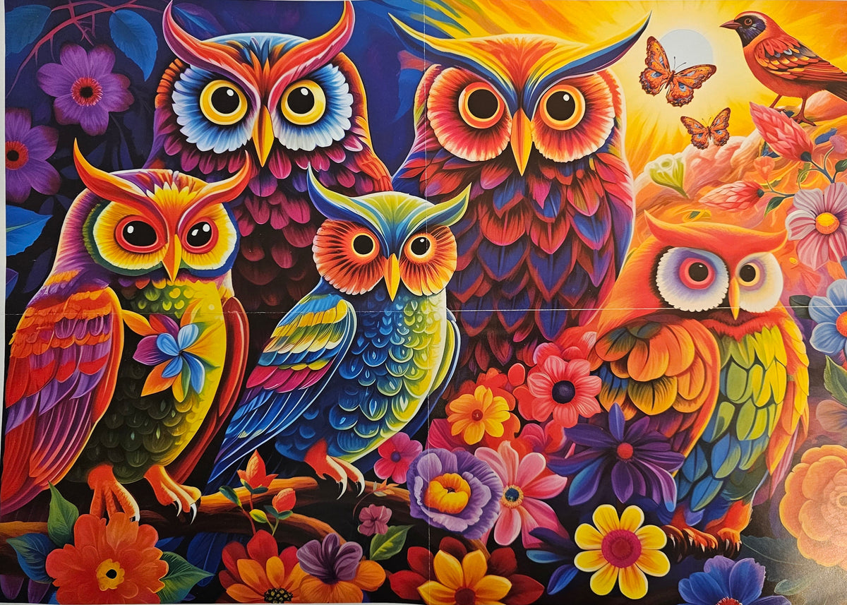 Colorful Owls in the Garden 1000 Pieces