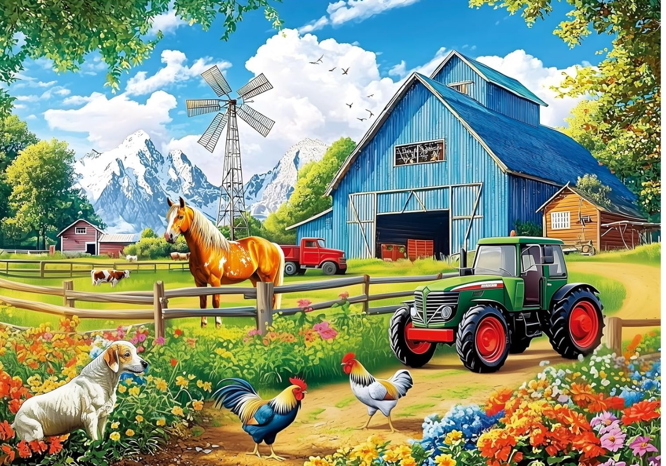 Blue Barn on a Farm 1000 Pieces
