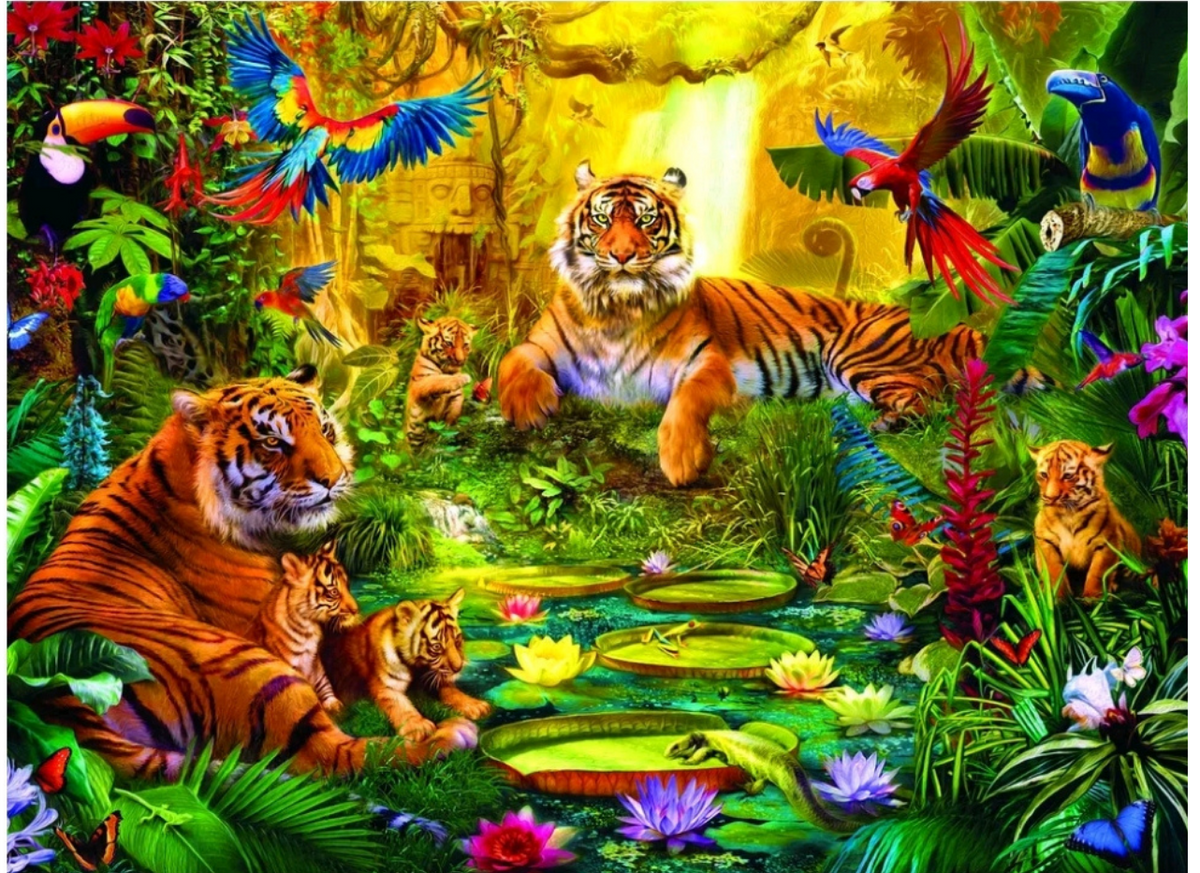 Tiger Family In The Jungle 1000 Pieces