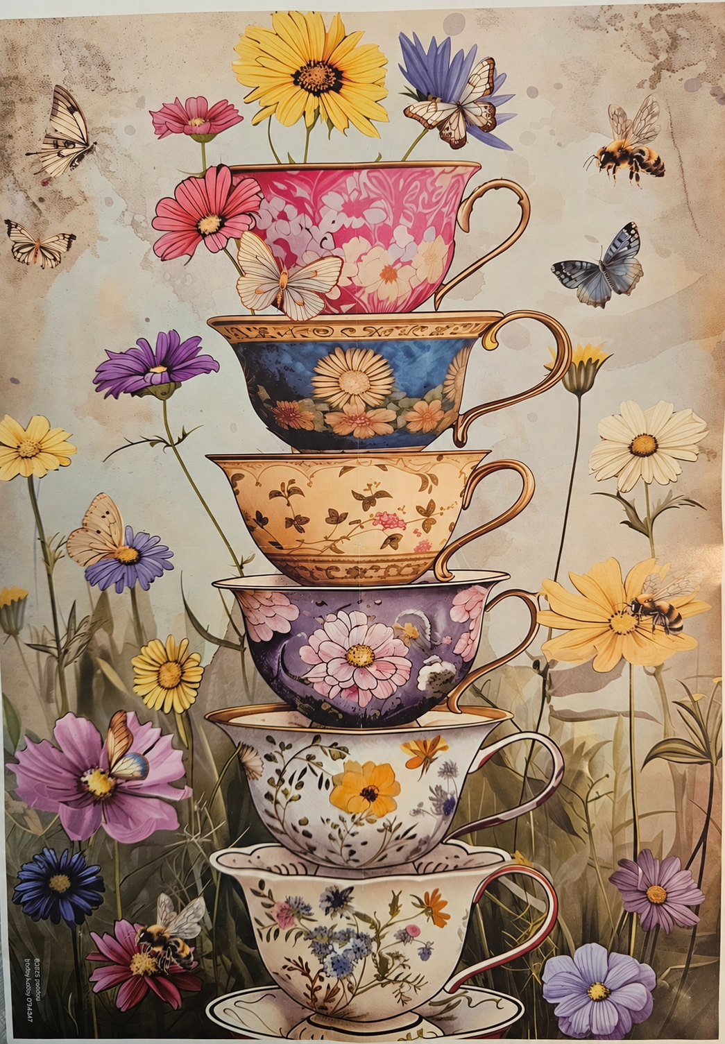 Vintage Flower Cups 1000 Pieces